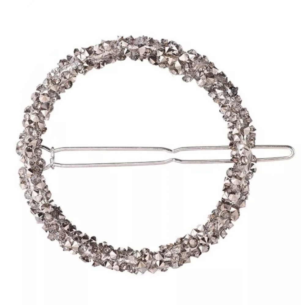 Crystalized Sparkly Round Circle Hair Clip - Picture 2 of 5